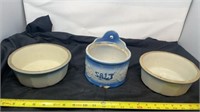 Stoneware Bowls and Salt wall mount bowl