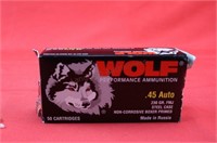 50 Rounds Wolf 45 ACP 230 Grain FMJ