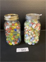 Candy Striped & Regular Glass Marbles In Glass