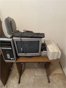 Desk and Compaq computer, Ho Deskjet Printer and