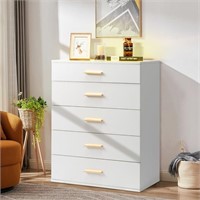 Hsunns White 5 Drawer Dresser, Dresser For Bedroom