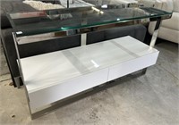 Modern Glass Top Entry Table with 2-Drawers