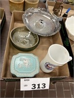 MUG, CANDY DISH, PLATTERS/ SERVING TRAYS LOT