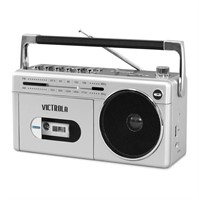 Victrola VBB-25-SLV Mini Bluetooth Boombox with Ca