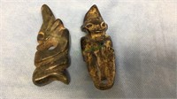 Two Netsuke bed stone figures, can be hung like