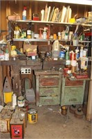 Contents of work bench/drawers & shelves over