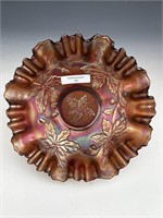 Fenton Amethyst Autumn Acorns 3/1 Edge Bowl