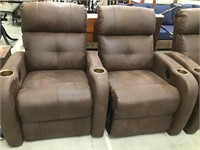 Faux Leather Recliners Set 2 Electric
