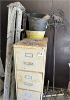 FILING CABINET, FLOWER POT, LADDER