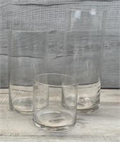 ROUND GLASS VASES SET OF 3 HOME DECOR