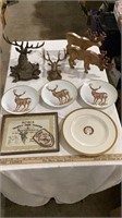 Deer home decor, decorative deer plates.