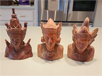 Three approx 5" Indonesian Bust statues. Living r
