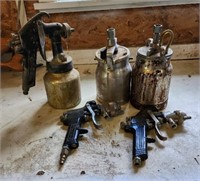 3 Paint Sprayers and Cans, Binks, Craftsman,