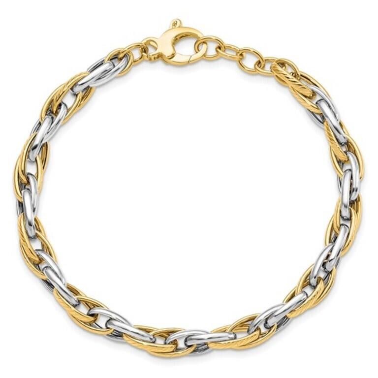 14K- Fancy Design Two Tone Bracelet