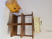Vintage Wood Shelf, Channel Master Portable Radio