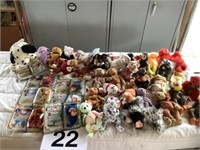 Large assortment of TY beanie babies and misc