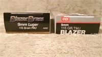 2 Boxes-9mm Luger Brass Case Cartridges