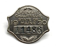 1930 Maine Licensed Chauffeur Pin Badge 1.5”