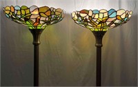 Pair Of Tiffany Style Matching Floor Lamps