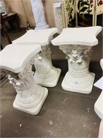 Short Plaster Plant Pedestals X 3