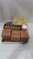 egg incubator, assorted paints and craft supplies