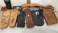 10PC MISC LEATHER / CANVAS LOT HOLSTER WALLET BELT