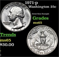 1971-p Washington Quarter 25c Grades GEM Unc