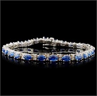 14K White Gold 9.87ct Sapphire & 0.92ct Diamond Br