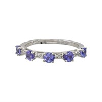 14k White Gold 0.75ctw Tanzanite & 0.10ctw Diamond