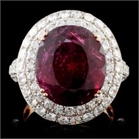 18K Gold 9.32ct Tourmaline & 2.16ct Diamond Ring