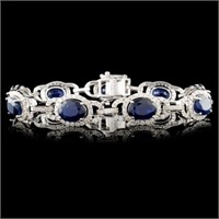 14K Gold 12.65ctw Sapphire & 2.65ctw Diamond Brace