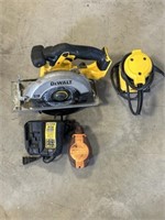 Dewalt 20v saw, charger, palm grip sander