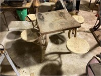 antique drugstore table w/ swing out seats
