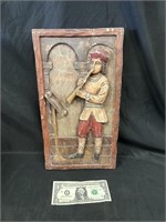 Interesting Hand Carved Wood Plaque