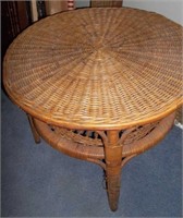 Vtg Round Wicker Coffee Table