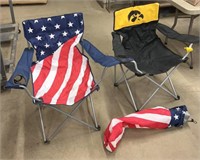 Hawkeye & American flag camping chairs