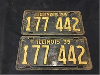 1939 Matched Pair Illinois License Plates