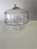 Footed Glass Cake Stand 11" diam & 11" tall