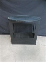 BLACK WOODEN GAMES TABLE W/ GLASSTOP