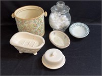 Assorted soap dishes and more