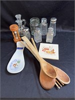 Assorted Salt & Peppers, wooden spoons and more