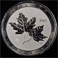 (1) 2 OZ .999 SILV 2020 CANADIAN TWIN MAPLES ROUND