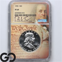 1955 Franklin 50c PROOF, NGC PR69 Guide: 1,850