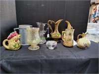 (7) Vintage Pitchers, Vase & Candy Dish