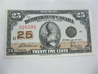 1923 25 CENT BANK NOTE (E.F.)