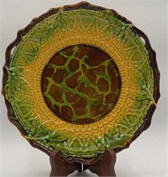 Majolica Glazed Leaves Pattern Decorative Plate