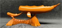 Wood Whale Sculpture Mother & Baby