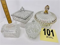 (4) Covered Glass Dishes