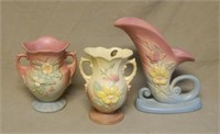 Hull Art Pottery Cornucopia and Vases.