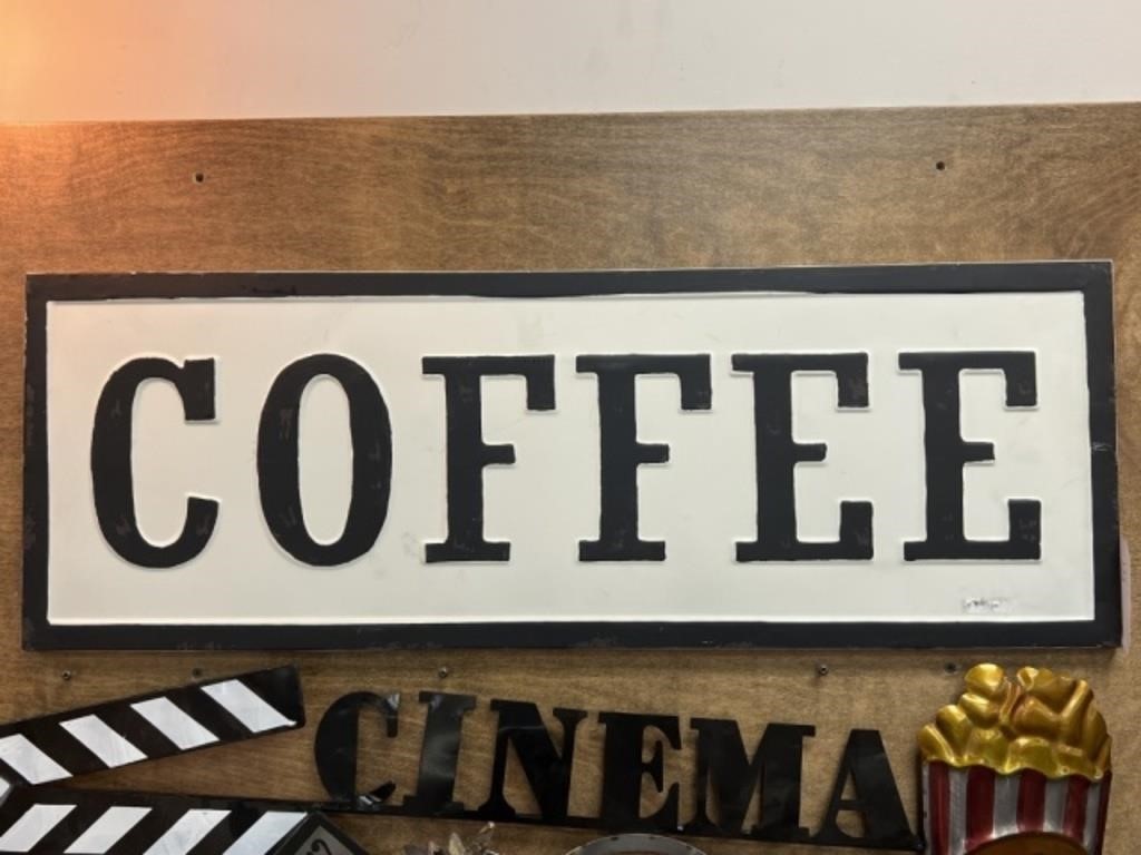 Contemporary Tin Embossed COFFEE Sign